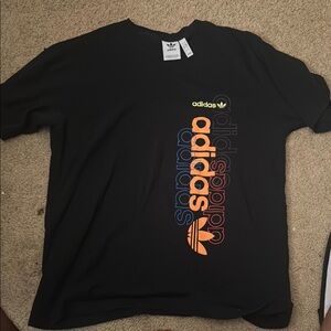 Adidas Men's Black Tee with Multicolor Logo